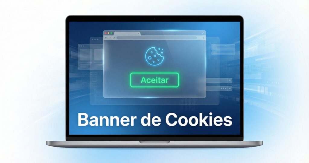 Interface web com Banner de Cookies e botão de consentimento em destaque