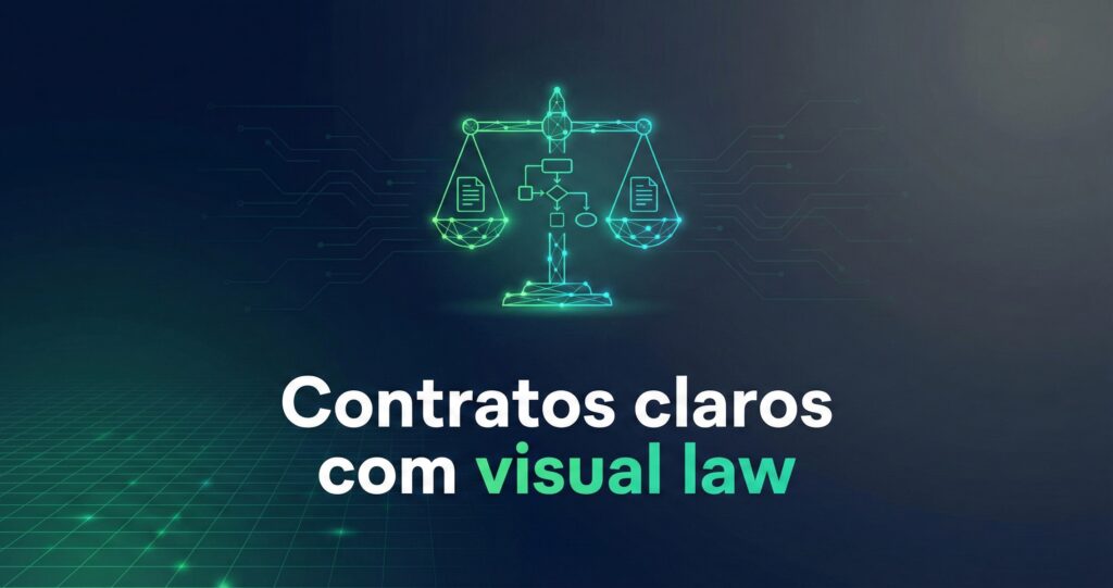 legal design e visual law aplicados a contratos digitais, com ícones e layout claro
