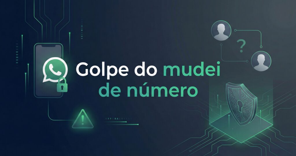 Capa sobre golpe do mudei de número no WhatsApp e prevenção para empresas
