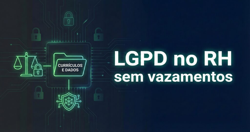 ícone de proteção de dados e pastas de documentos com elementos de segurança digital em ambiente corporativo.