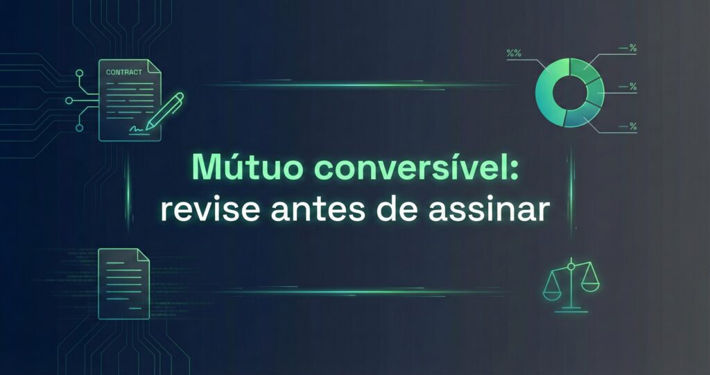 Capa sobre mutuo conversivel investimento anjo com alerta para valuation, vetos e diluição em contratos de startup